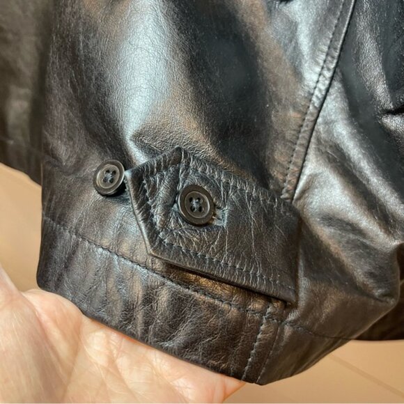 J Crew Classic Mens Black Leather Flight Jacket Size XL - Picture 4 of 7